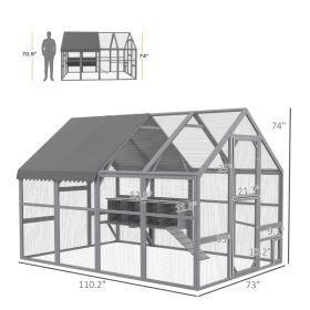 Large Chicken Coop With Nesting Box, Water-Resistant And Anti-UV Cover For 8-12 Chickens, GrayMultiple Packages Shipped. Please Pay Attention To (Option: Gray)
